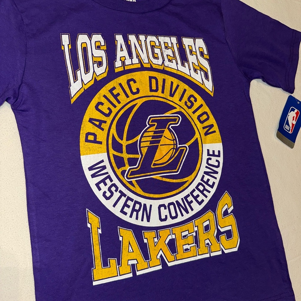 Kids LA Lakers Medium Size 8 / 10 - Short-Sleeve NBA Tee T-shirt NWT, Purple - Picture 7 of 8
